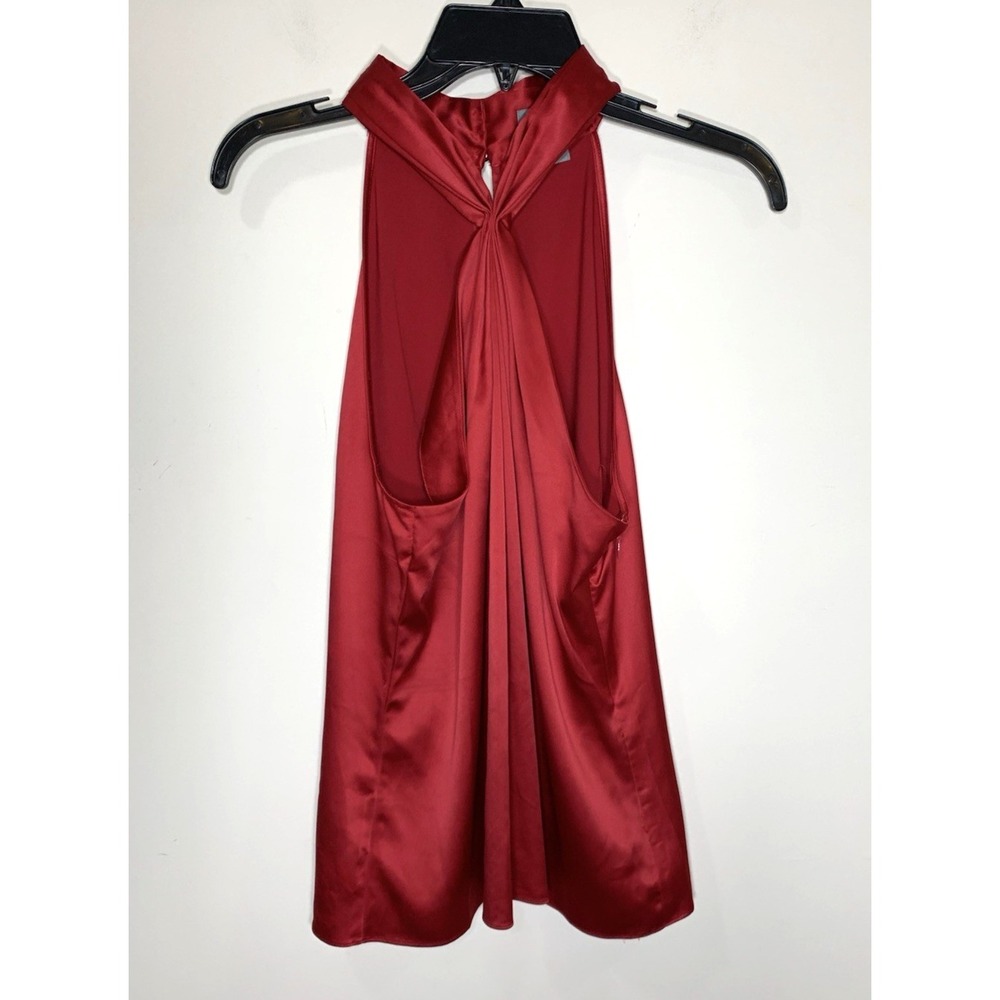 Ann Taylor Satin Halter Top Blouse Size 10 Ruby Red, Side Zip, Elegant Glam - Picture 8 of 12